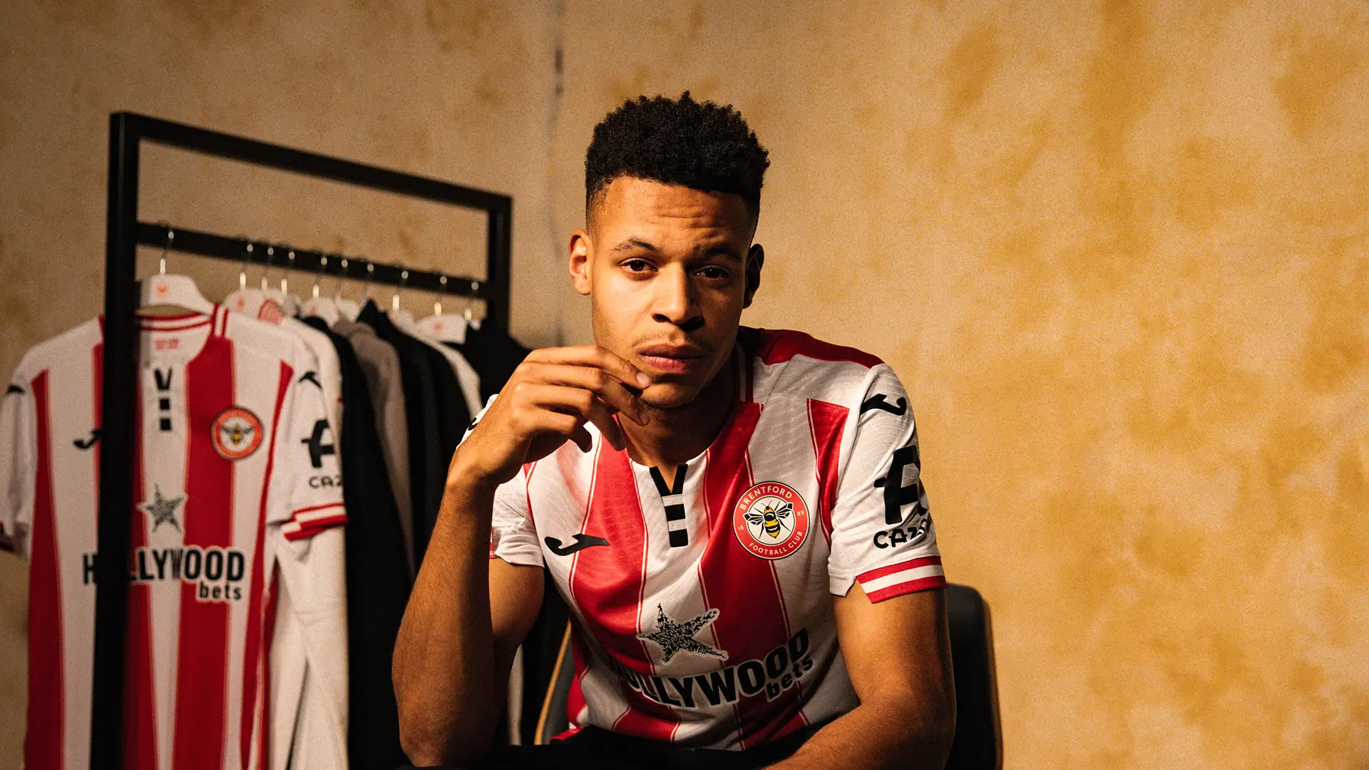 Kaye Furo in the Brentford shirt on the day he signed, January 2026